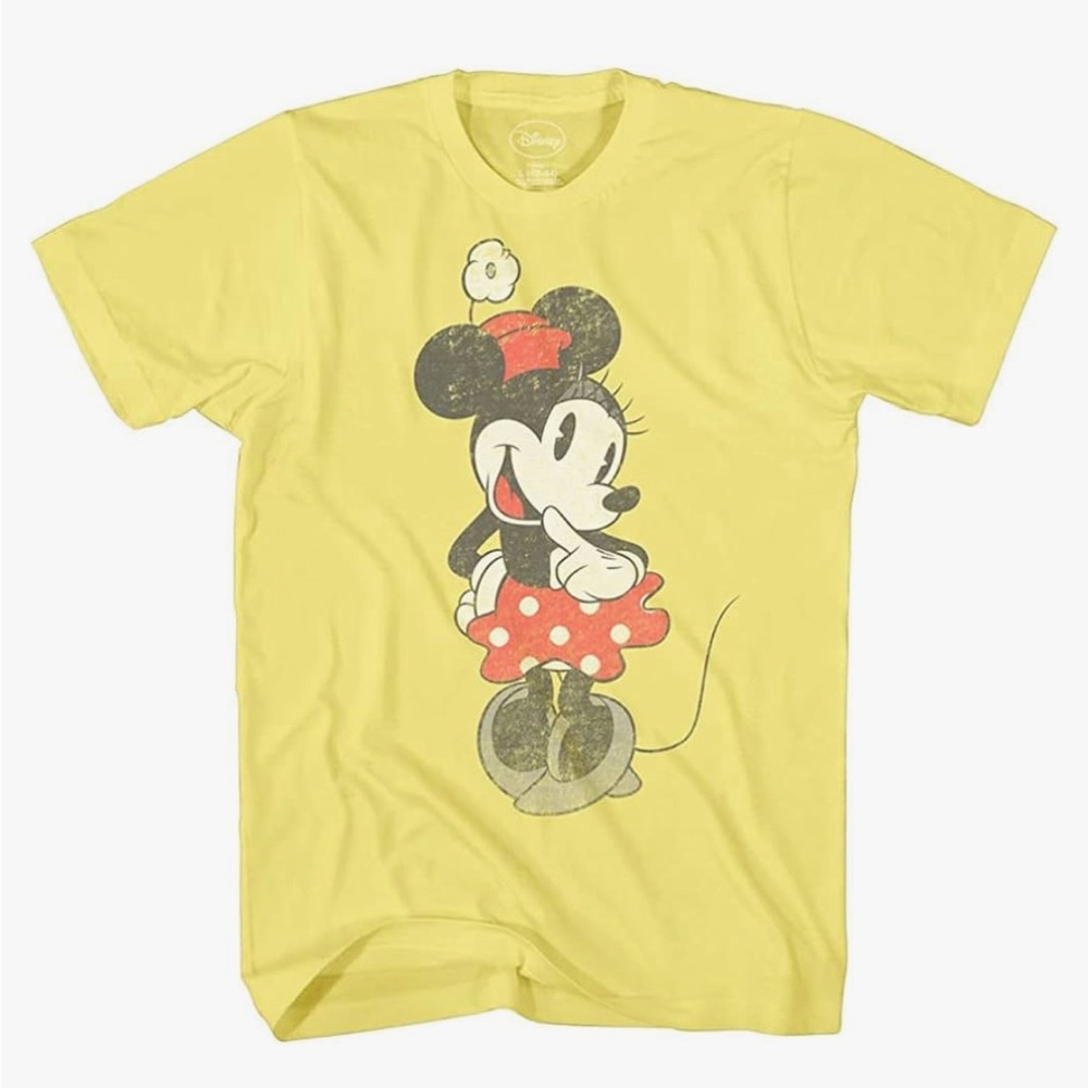 Disney Sweet Shy Minnie Mouse Distressed Adult Tee
